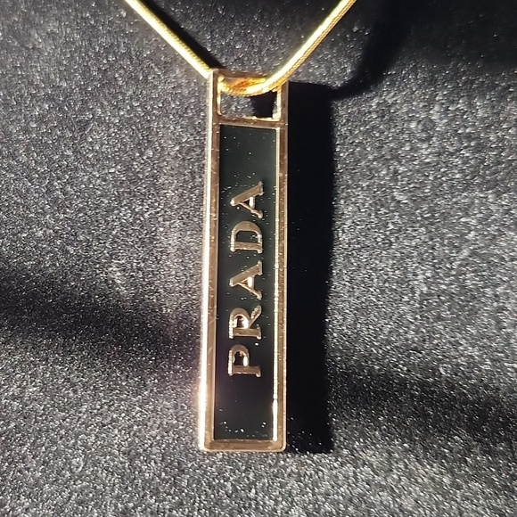 Upcycled Jewelry - Gold and Black Pendant Upcycled With Necklace #45